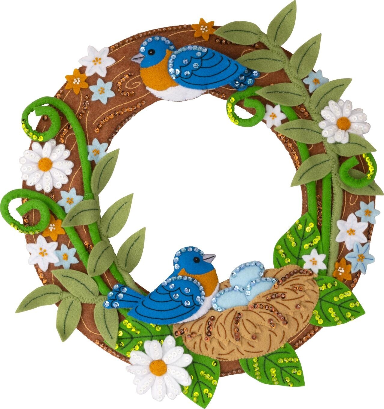 Bucilla Felt Wall Hanging Applique Kit-Bless This Nest Wreath