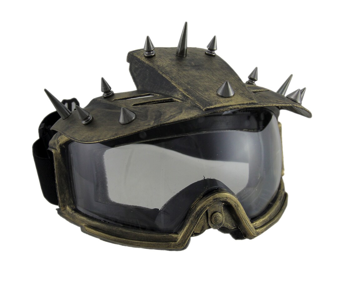 Spiked Metallic Steampunk Padded Motorcycle Goggles Adult Costume Mask