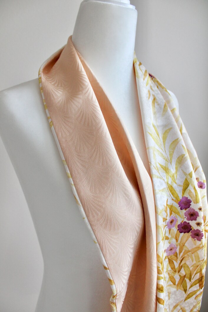 Handmade Japanese Kimono Silk Scarf Vintage Unique Gift for Her