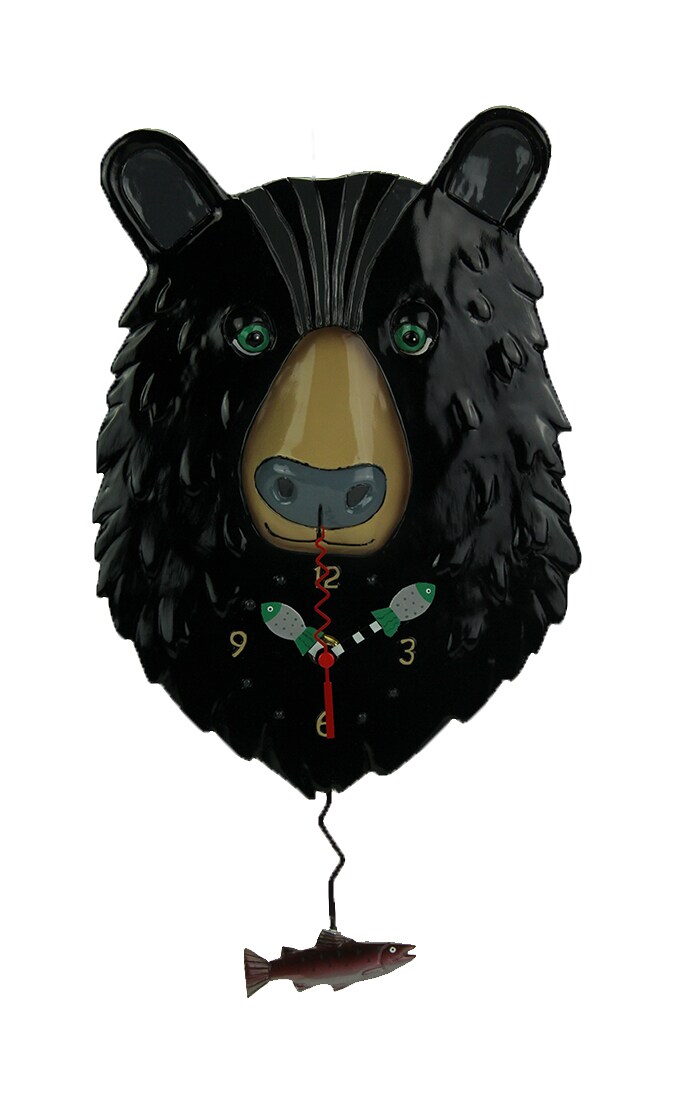 Allen Designs Burly Bear and Fish Pendulum Wall Clock