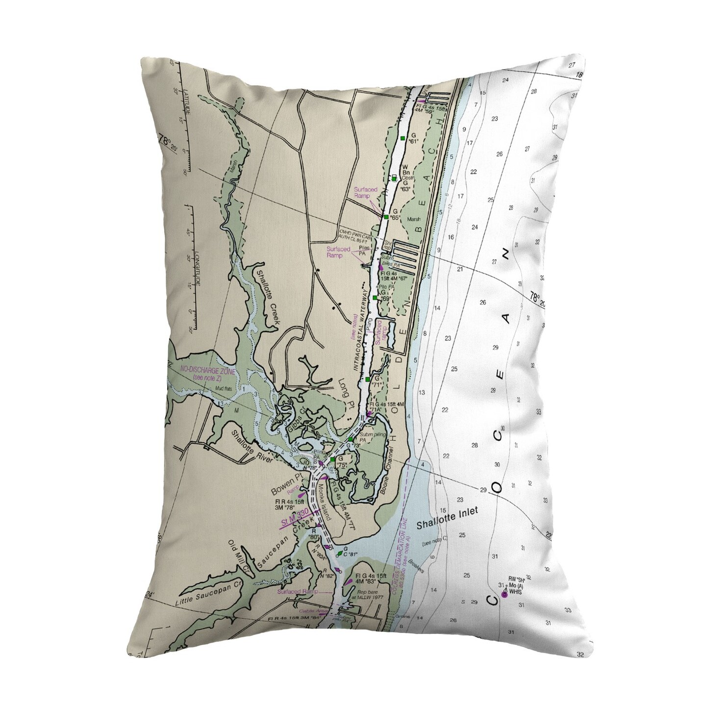 Betsy Drake Holden Beach, NC Nautical Map Noncorded Indoor/Outdoor ...