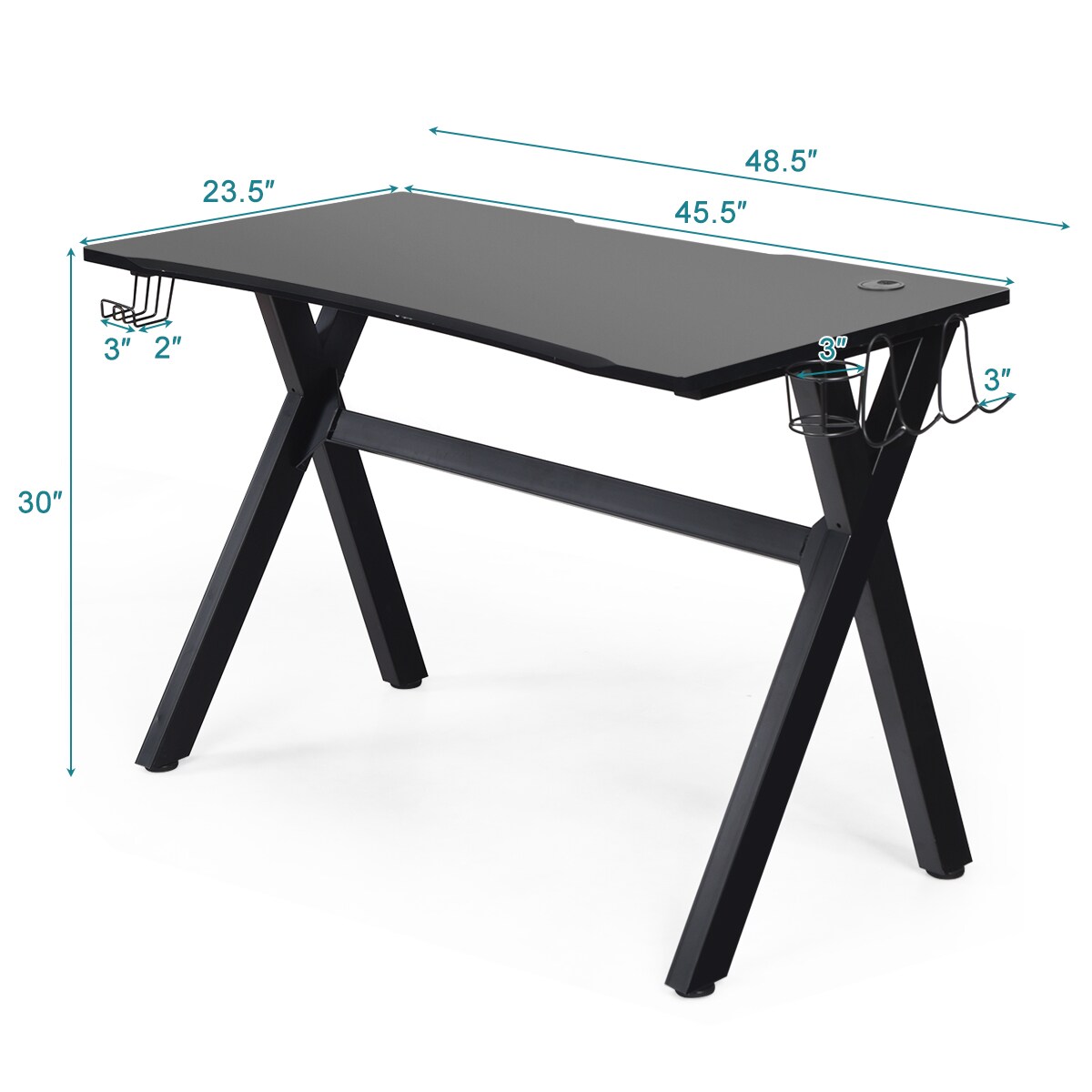 Costway Gaming Desk Computer Desk Table w/Cup Holder &#x26; Headphone Hook Gamer Workstation
