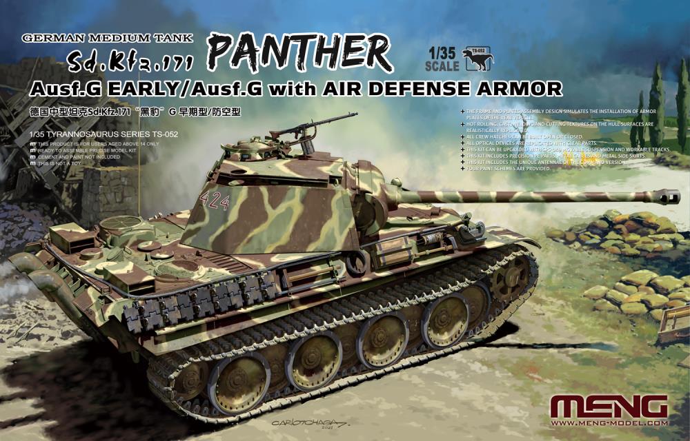 Meng 1/35 SdKfz 171 Panther Ausf G Early German Medium Tank w/Air Defense Armor Plastic Model
