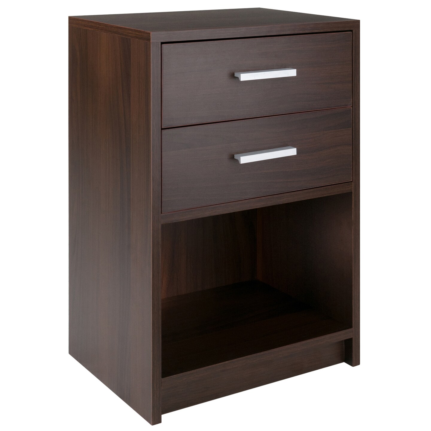Contemporary Home Living 23.50&#x201D; Brown and Silver Accent Table with Two Drawers and Open Shelf