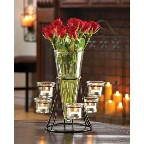 Gallery Of Light Candle And Flower Vase Centerpiece