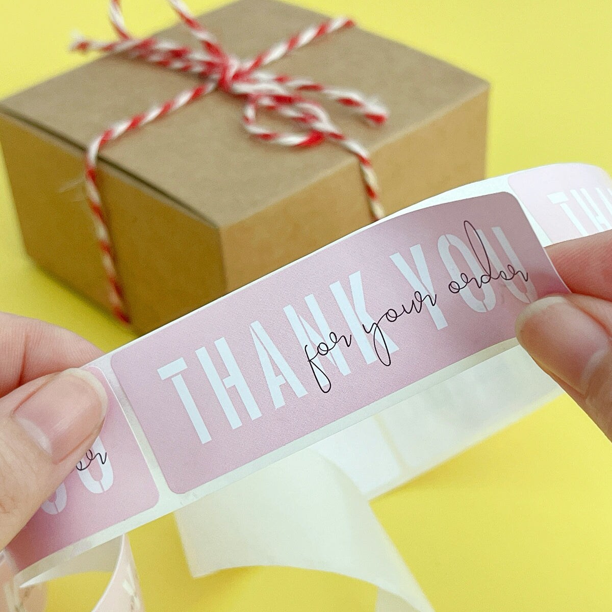 Wrapables 3" x 1" Small Business Thank You Stickers Roll, Sealing Stickers and Labels for Boxes, Envelopes, Bags, Packages