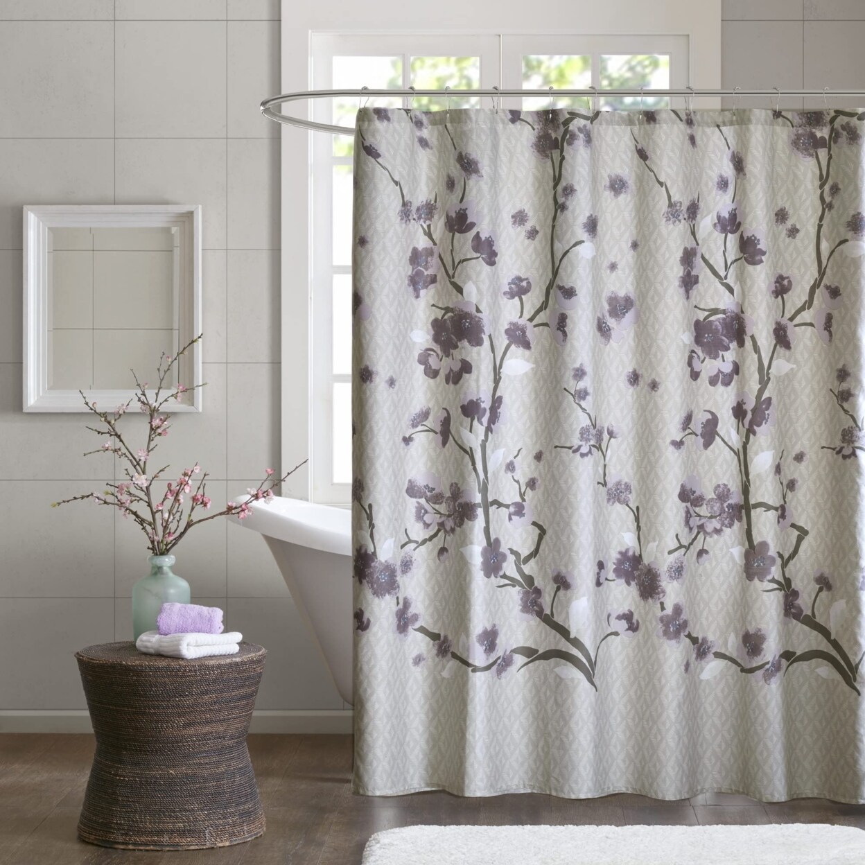 Madison Park Holly Cotton Shower Curtain Purple 72x72&#x22;