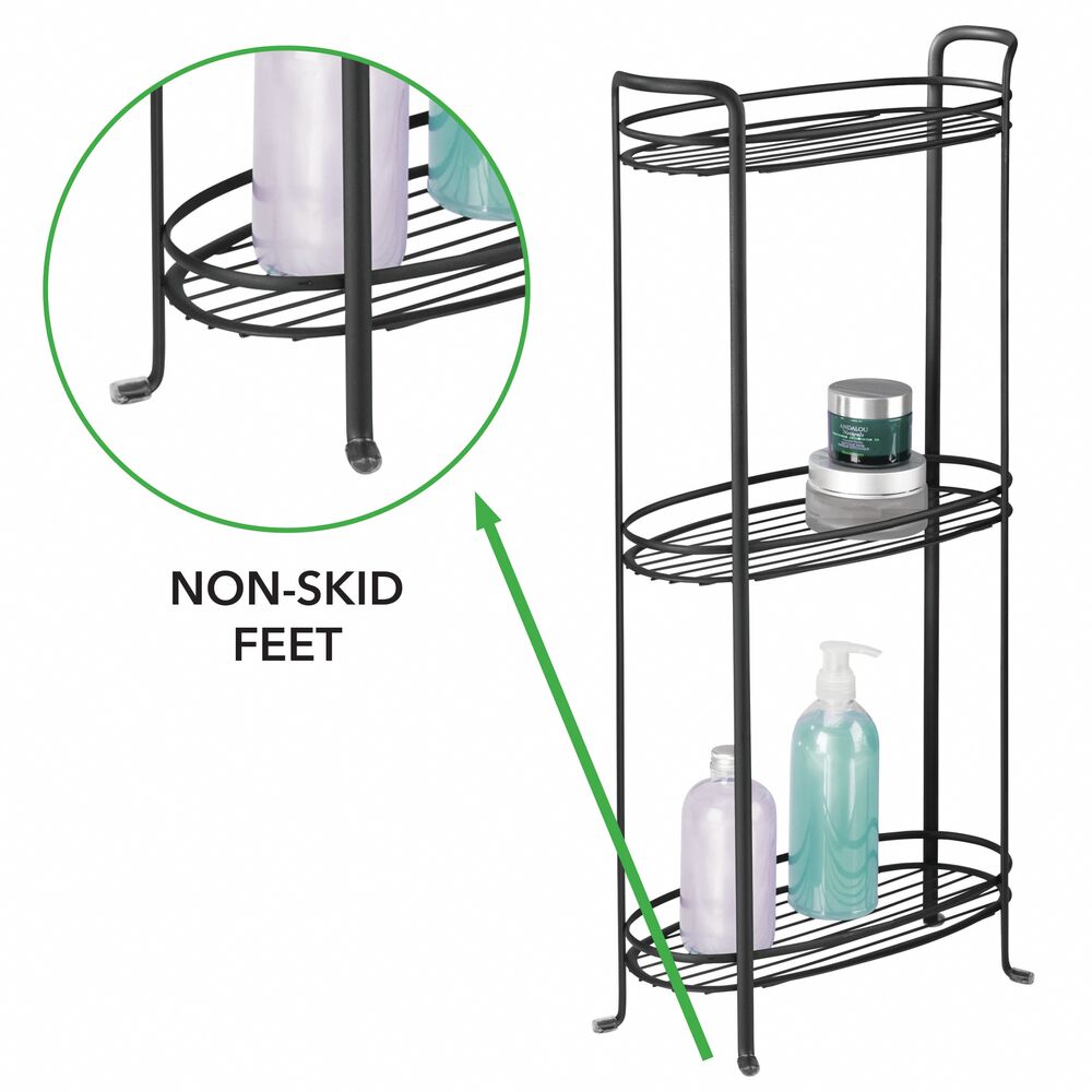 mDesign Vertical Standing Bathroom Shelving Unit Tower with 3 Baskets
