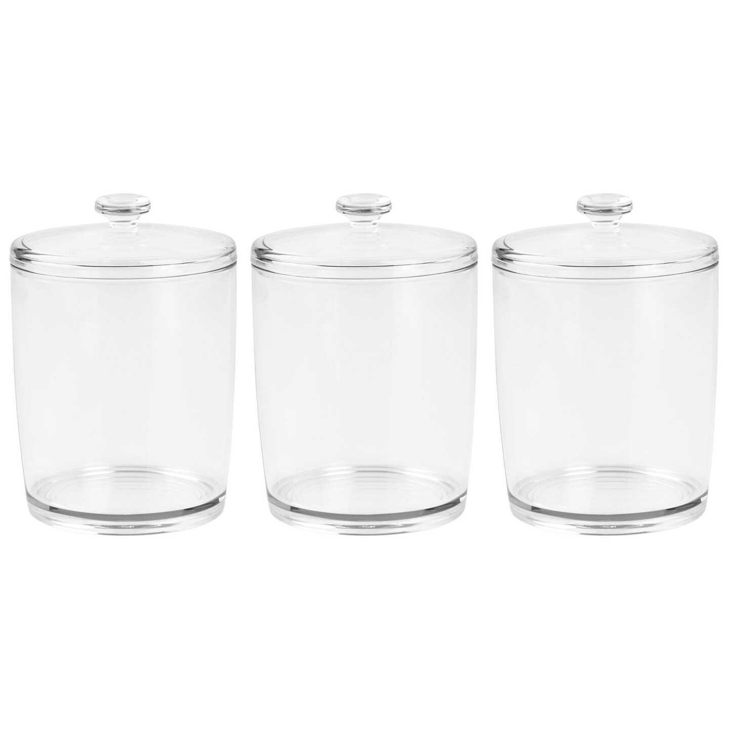 mDesign Tall Round Plastic Dog Food, Treat Storage Canister Jar - 3 Pack - Clear