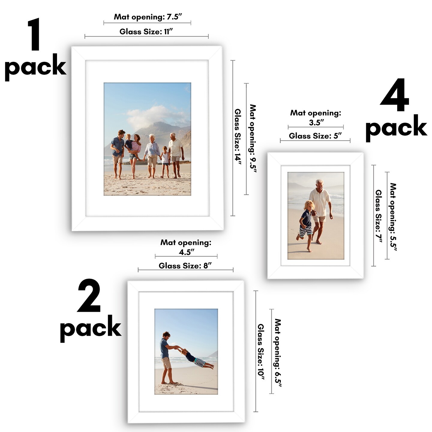 Americanflat 11x14 (1), 8x10 (2), 5x7 (4) Gallery Wall Frame Set - Set of 7 - Collage Wall Art Decor - Shatter Resistant Glass - Adjustable Hanging Hardware - Includes Easels
