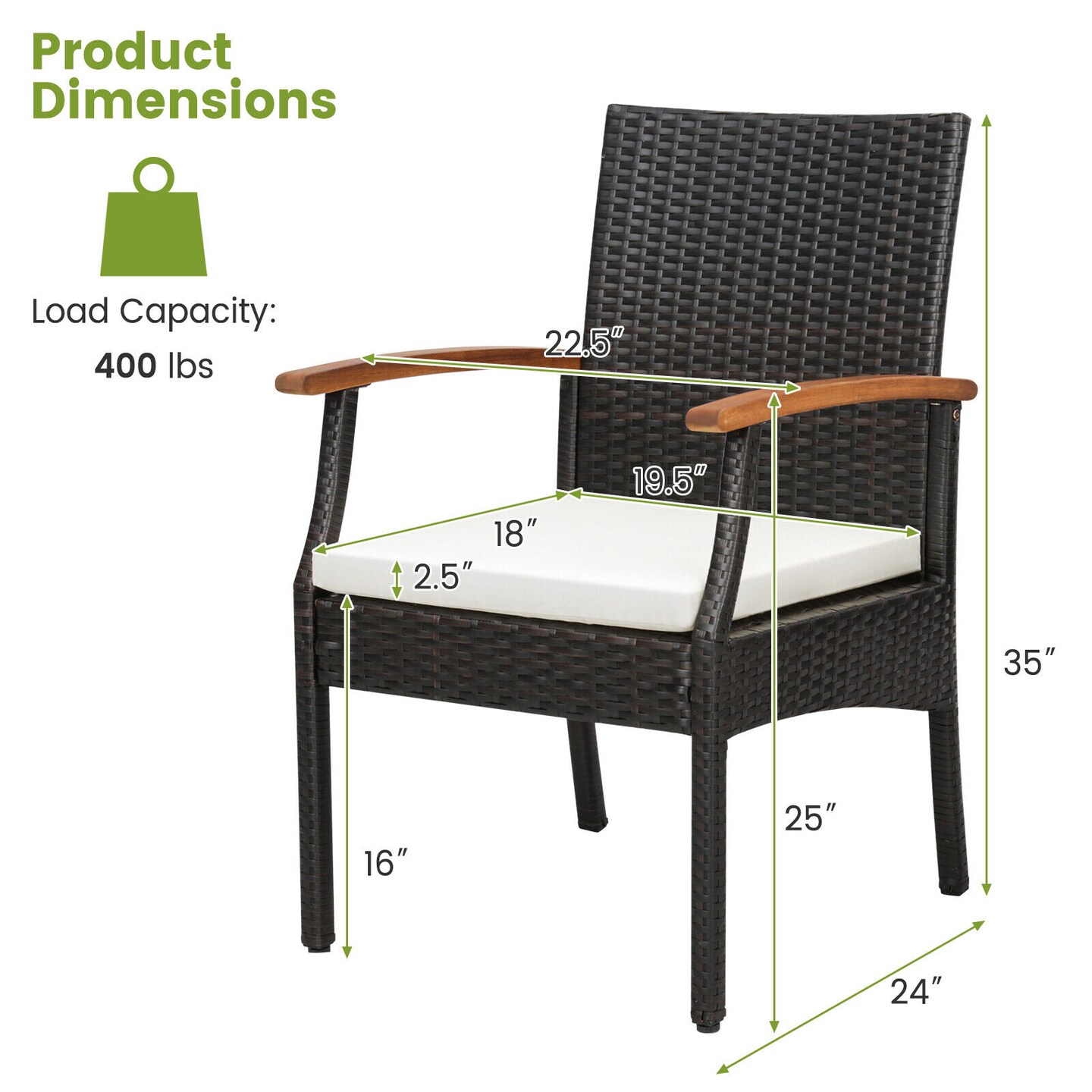 Patio Wicker Chair with Soft Zippered Cushion