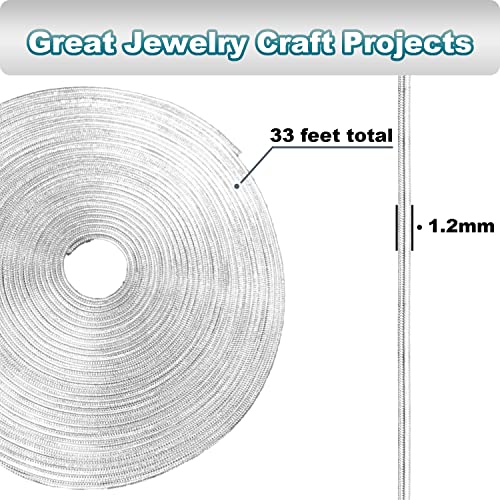 Jishi 33ft Silver Snake Chain 1.2mm Jewelry Making Chains for Necklace Bracelet DIY Jewelry Supplies Findings - Silver Plated Round Snake Cable Chain Link Roll w/Lobster Clasps, Cord Ends &#x26; Jump Rings