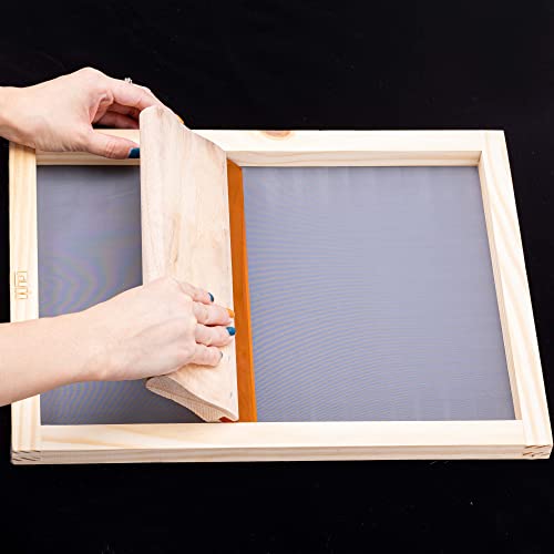 24 Pieces Screen Printing Kit, Include 3 Sizes Wood Silk Screen Printing Frame with 110 Mesh, Screen Printing Squeegees, Transparency Inkjet Film, Masking Tape