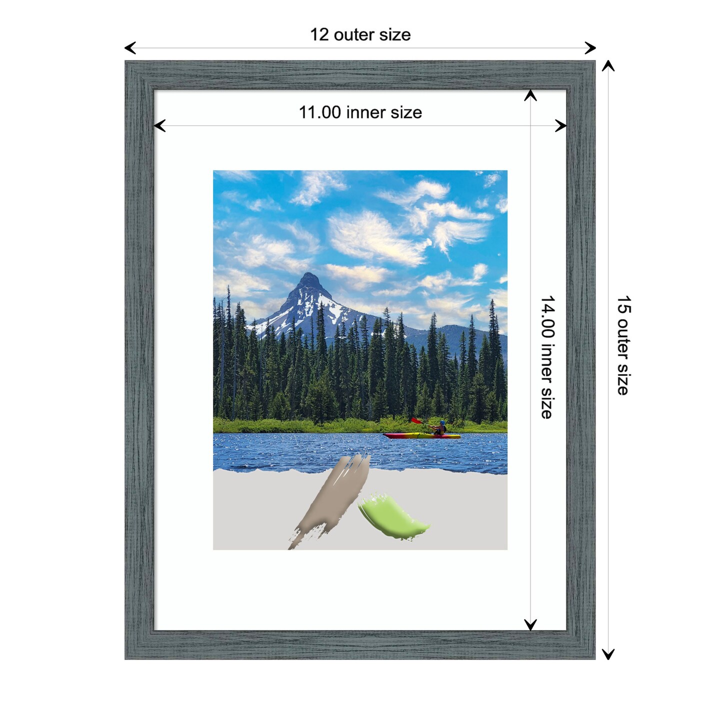 Dixie Blue Grey Rustic Narrow Wood Picture Frame, Photo Frame, Art Frame