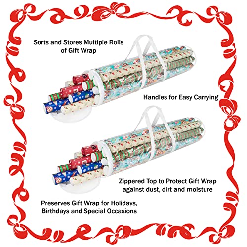 Gift Wrap Storage Bags Holds 40-Inch Rolls of Paper-2 Pack, Clear,X-Large