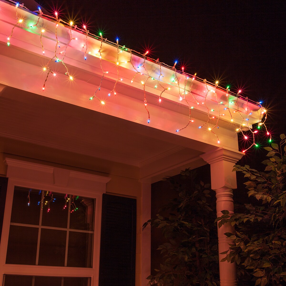 100 Multicolor Mini Icicle Light Set, White Wire