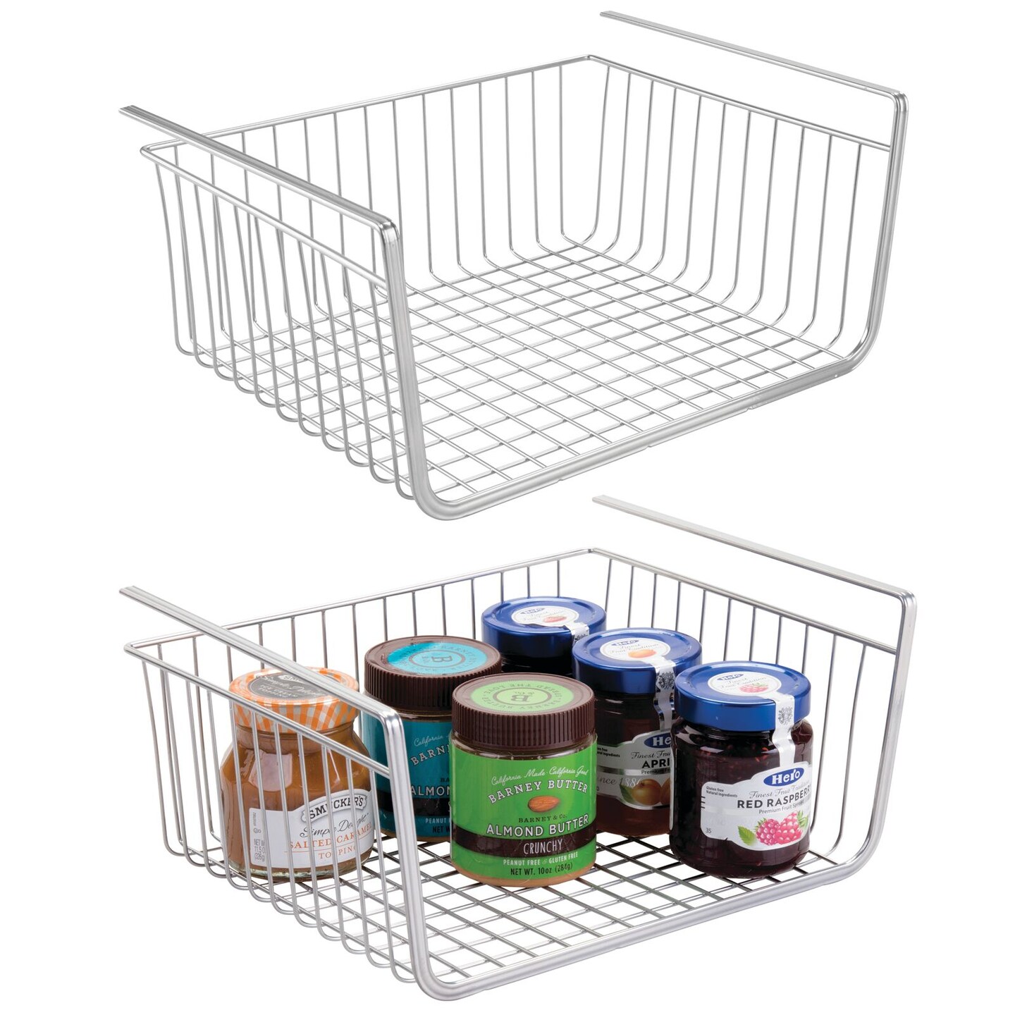 mDesign Metal Under Kitchen Pantry Shelf Hanging Storage Basket