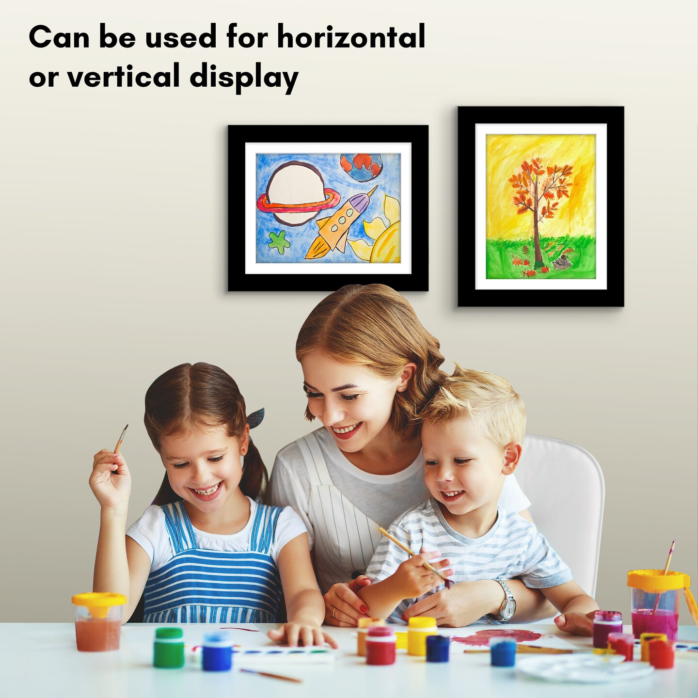 Americanflat 10x12.5 Kids Art Frame - 8.5x11 with Mat or 10x12.5 without Mat - Kids Artwork Frame - Magnetic Frame Closure - Shatter Resistant Glass - Hanging Hardware