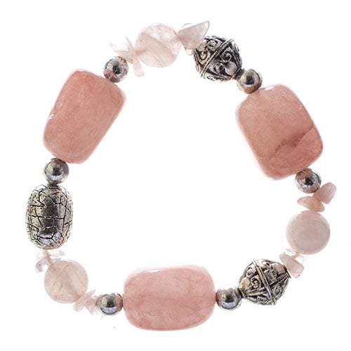 Earth's Jewels Semi-Precious Jasper Rose Quartz Natural Bracelet