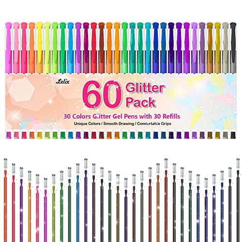 Glitter Gel Pen Set, Pens for Adult Coloring Books Fine Tip Colored Markers  Pens
