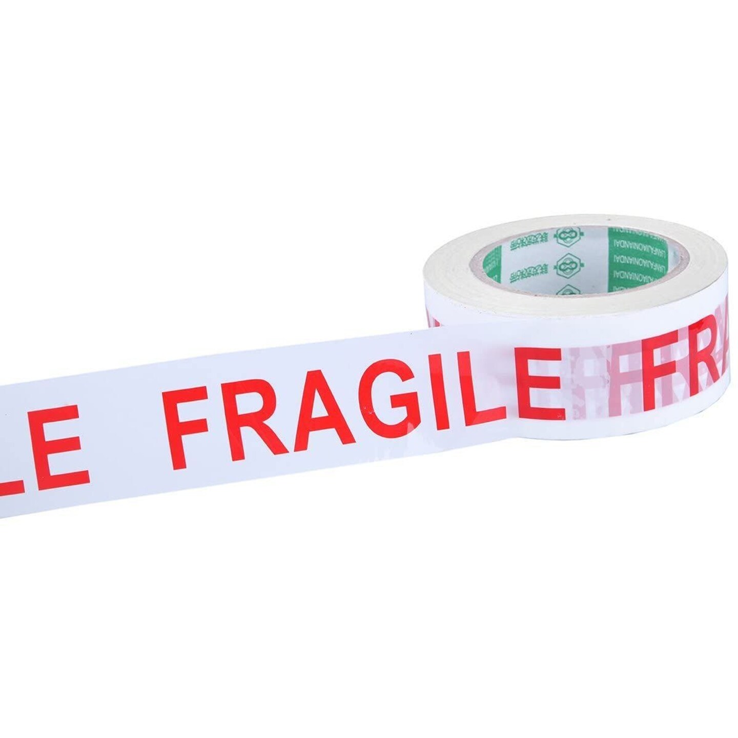 1 Pack Fragile Tape for Shipping, Heavy Duty Adhesive Red and White Packaging Tape for Moving Boxes, 100 Meters Continuous Roll, Handle With Care Warning Tape for Packing