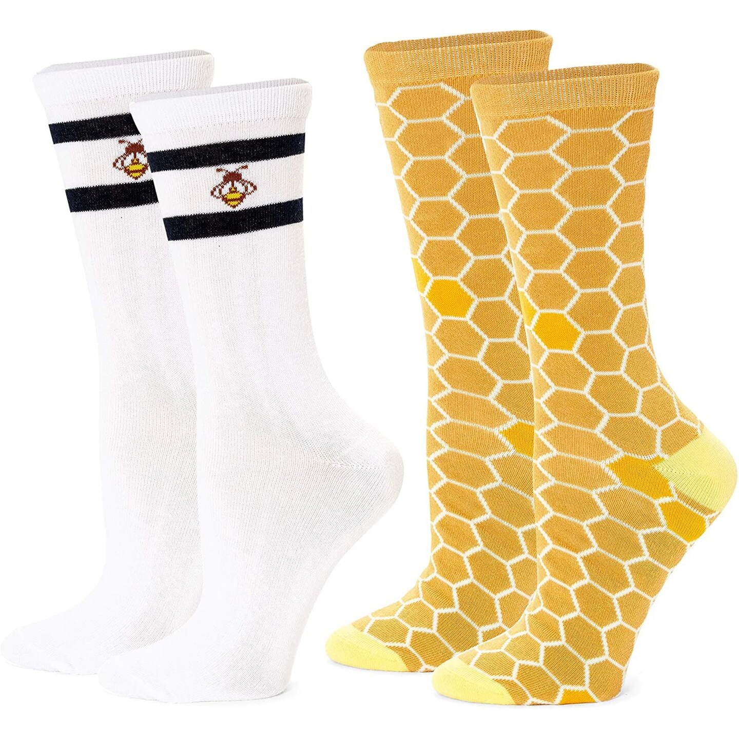 2-Pair Bee Cute Crew Socks for Women Dress up Boots Sneakers (One Size)