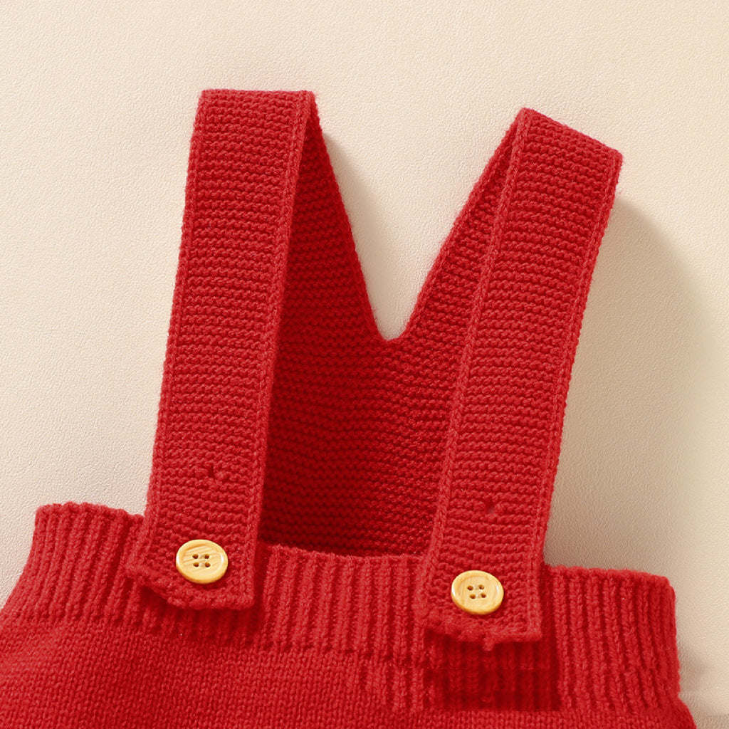 Baby Geometric Print Pattern Strap Design Dress &#x26; Christmas Hat Sets