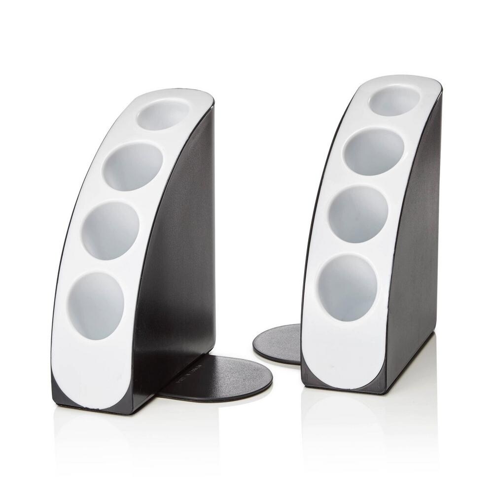 AdirOffice    Smart Black and White Quarter Bookend Desk Organizer (4 pack)