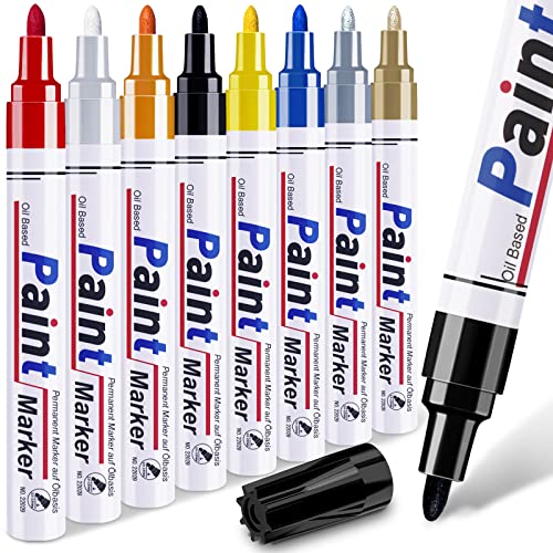 8 Colors Paint Pens Paint Markers - Permanent Oil Based Paint Markers for  Metal Wood, Paint Pens for Fabric Paint Ceramic Plastic Canvas Rock Painting  Glass Tire, Waterproof Craft Supplies for Adults