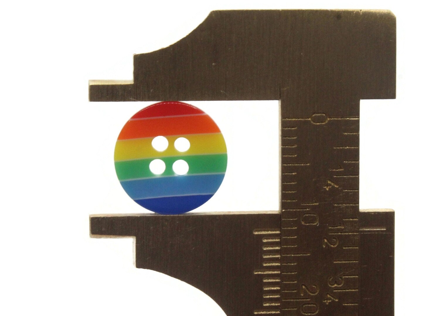 10 13mm Rainbow Striped Resin Flat Round Plastic Four Hole Buttons