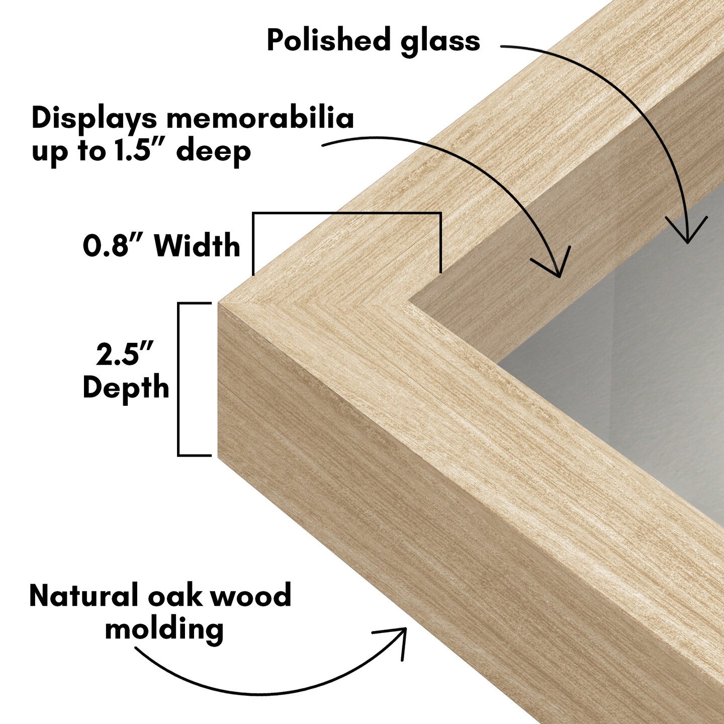 Americanflat Shadow Box Frame - 1.5 Interior Depth for Memorabilia - Display Case for Showcasing Souvenirs, Awards, and Medals - Shatter Resistant Glass - Hanging Hardware