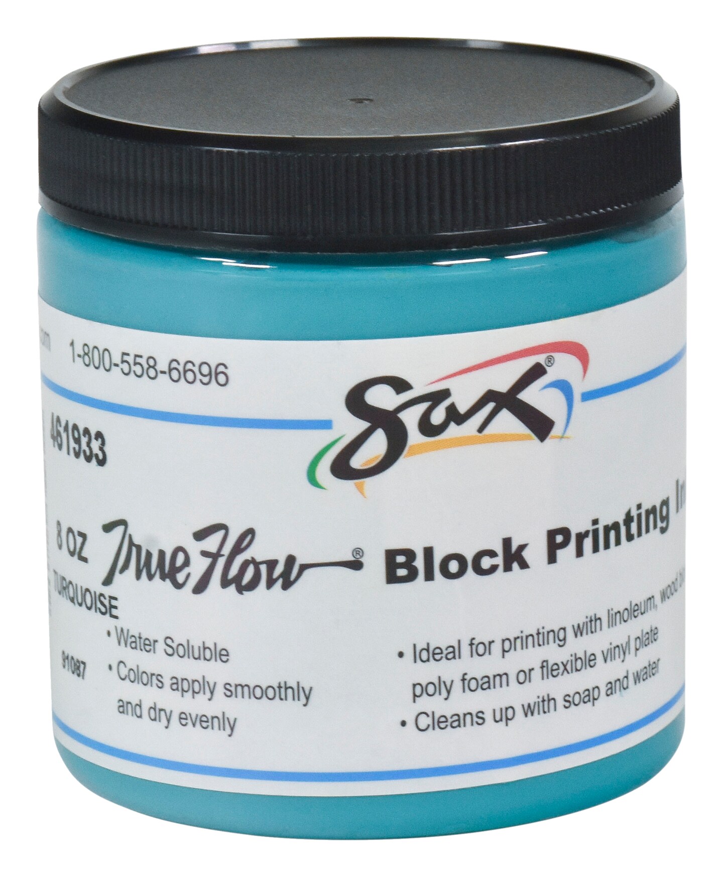 Sax True Flow Water Soluble Block Printing Ink, 8 Ounces, Turquoise