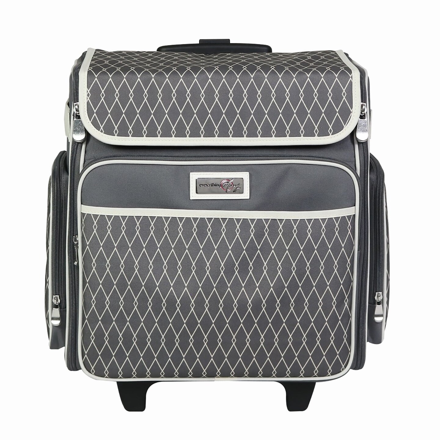 Collapsible Rolling Scrapbook & Featherweight Case, Grey & White