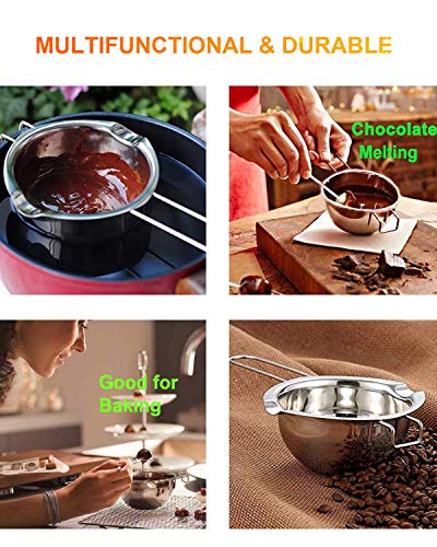 SONGZIMING Stainless Steel Double Boiler Pot for Melting Chocolate, Candy  and Candle Making (18/8 Steel, 2 Cup Capacity, 480ML)