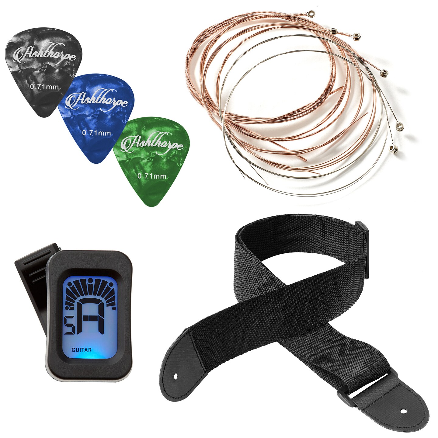 Ashthorpe Beginner Acoustic Guitar Package, Basic Starter Kit w/ Gig Bag, Strings, Strap, Tuner, Picks