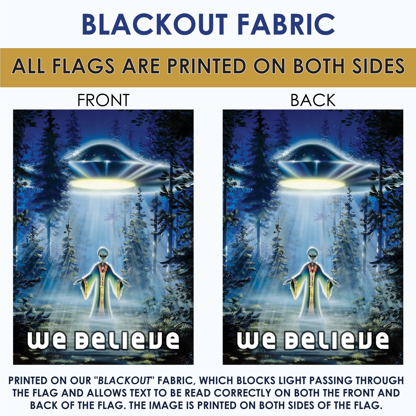 UFO Believe Decorative Aliens Double Sided Flag