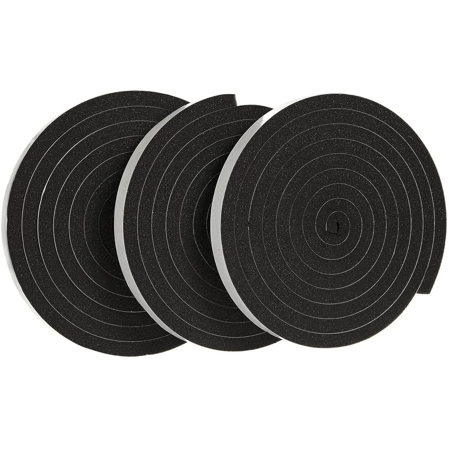 Juvale 3 Pack Weather Stripping Foam Tape - Multi-Surface Black Adhesive Weatherstrip Foam Tape for Home Improvement, Weatherstripping - 10 feet Length