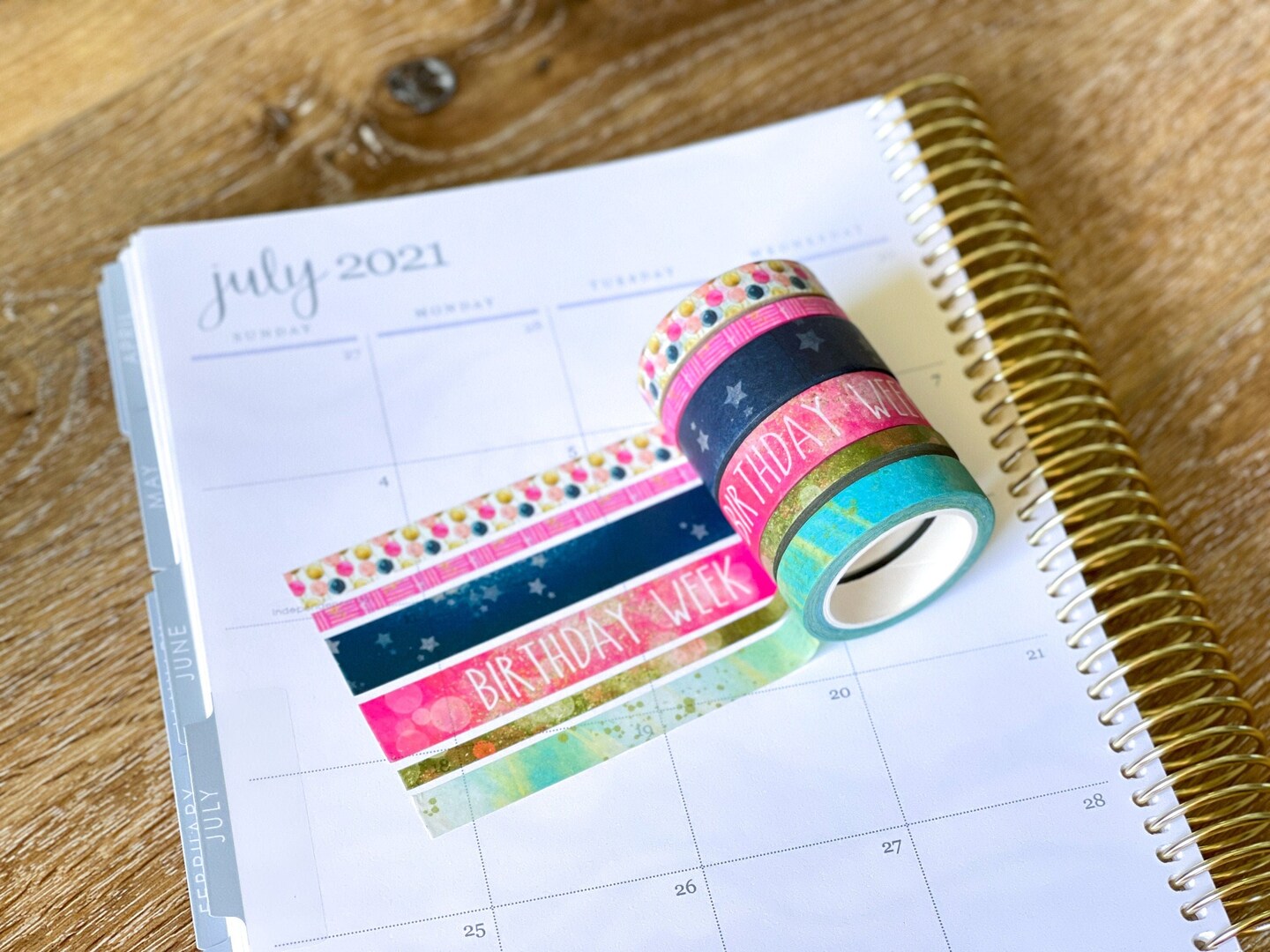 Birthday Week Navy &#x26; Pink Celebration Party Washi Tape Set (#W026)