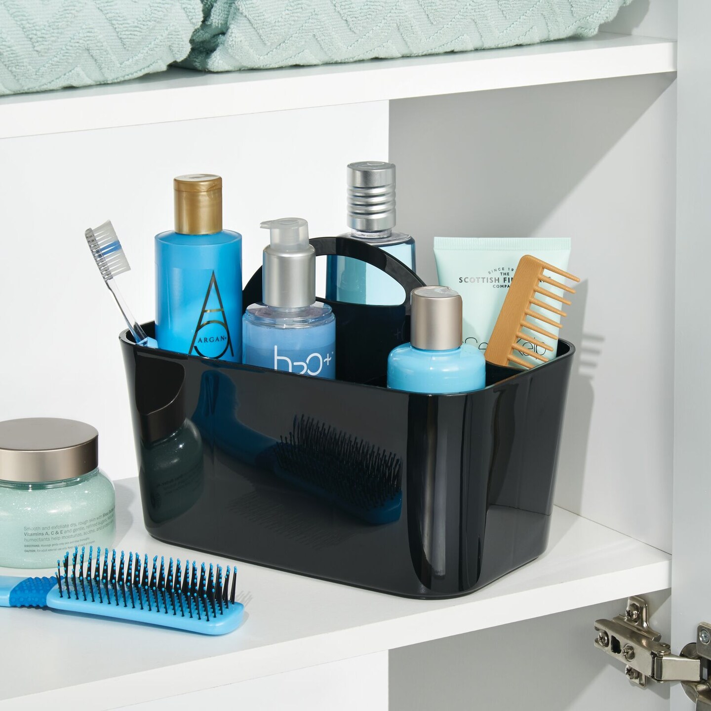 mDesign Plastic Shower Caddy Storage Organizer Basket with Handle