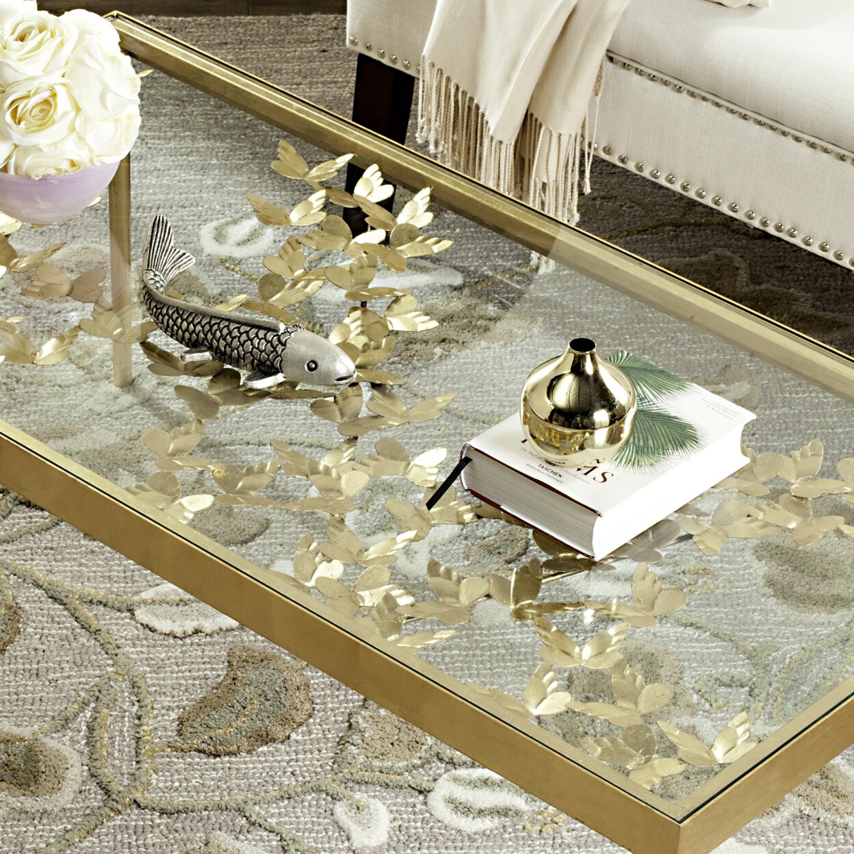 Safavieh   Rosalia Butterfly Coffee Table Gold / Clear