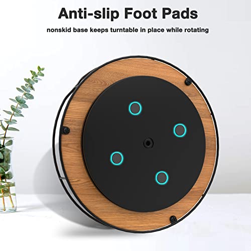 Lazy Susan Turntable Organizer for Cabinet Pantry Kitchen Countertop Refrigerator Cupboard, Pine Wood, 9&#x22;, Carbonized Black
