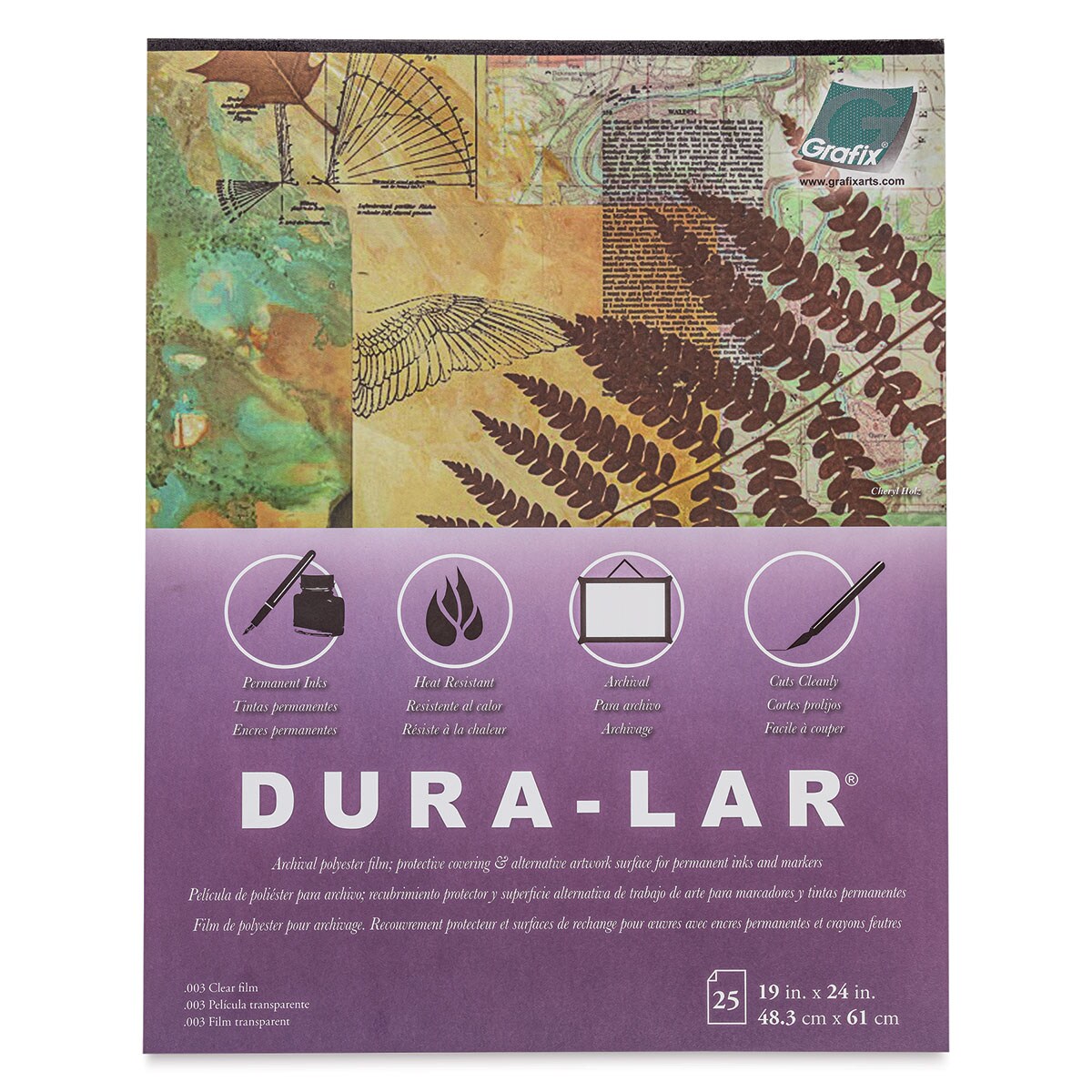 Grafix Dura-Lar Clear Acetate Alternative - 19&#x22; x 24&#x22; x .003&#x22;, Pad, 25 Sheets