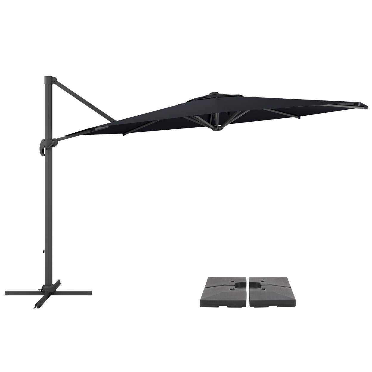 corliving deluxe offset patio umbrella Corliving 11.5Ft Uv Resistant Deluxe Offset Patio Umbrella And Base, Color:  sandy brown, Size: 11.5ft