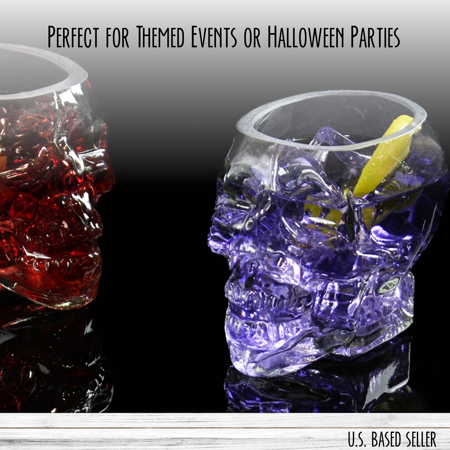 G Francis Skull Glasses Drinking Set - 2pk 350mL Skull Shaped Whiskey Glasses