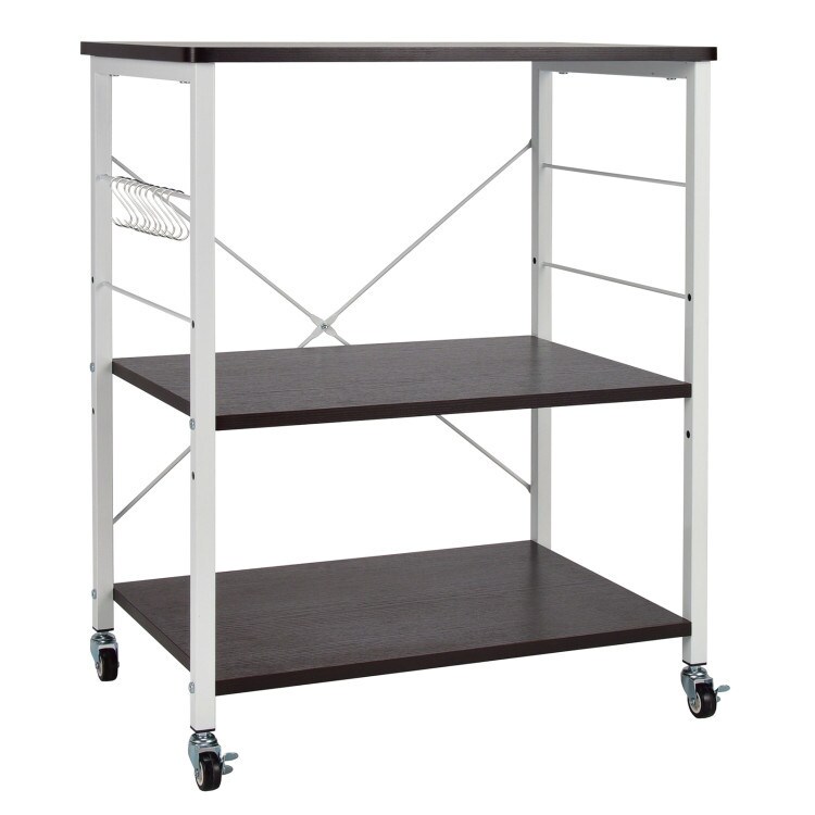Kitchen Helper Oven Storage Cart 3-Tier Kitchen Baker&#x27;s Rack With Hooks
