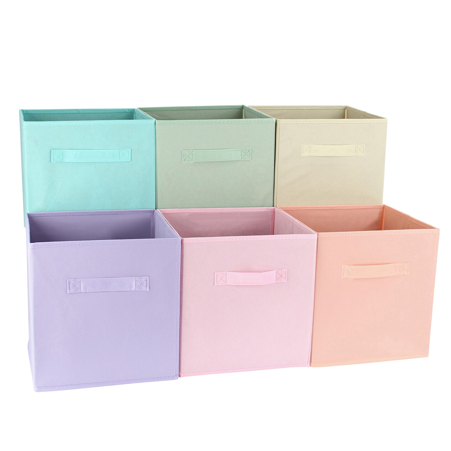 7Penn 6pk Pastel 10in Square Collapsible Fabric Storage Cubes Organizer ...