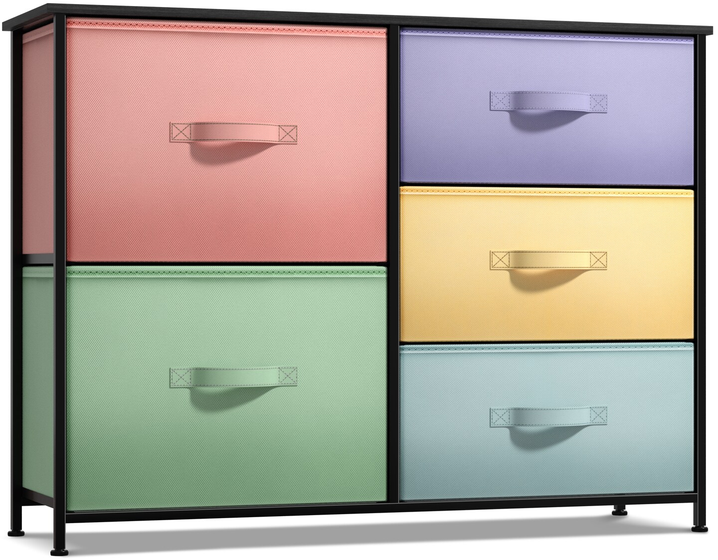 Sorbus Dresser with 5 Drawers - Storage Chest Organizer with Steel Frame, Wood Top, Handles, Fabric Bins