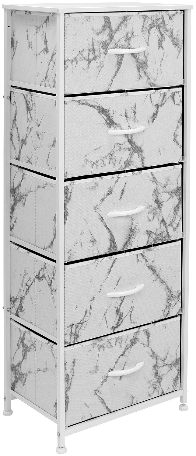 Sorbus Narrow 5 Drawers Nightstand with Steel Frame, Wood Top, Easy Pull Fabric Bins for Home, Bedroom, Office & Dorm