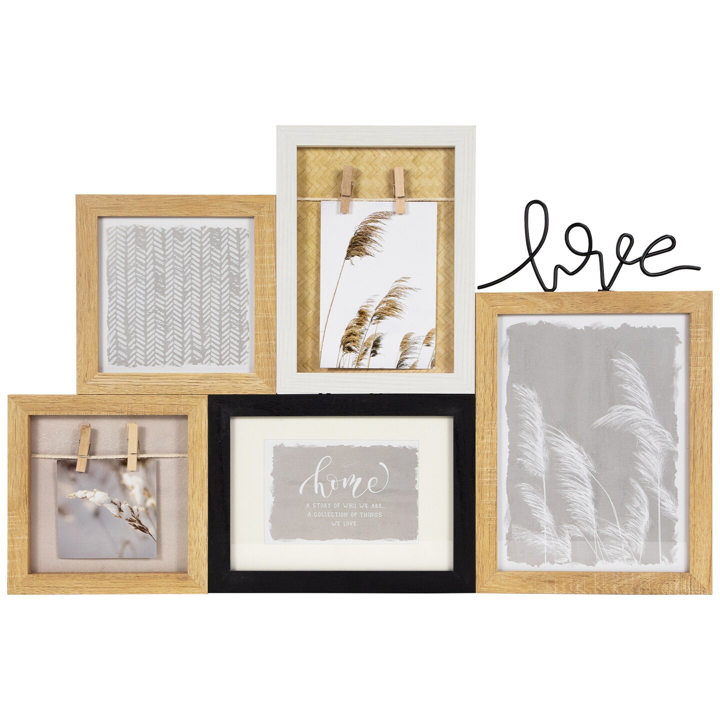 Northlight Wooden &#x22;Love&#x22; Wall Collage Photo Frame - 20.75&#x22; - Beige and Black