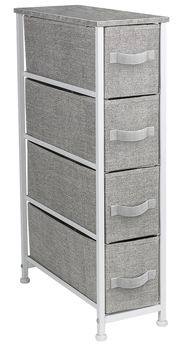 Sorbus 4 Drawers Narrow Dresser - with Steel Frame, Wood Top & Easy Pull Fabric Bins for Small Spaces, Closets, Bedroom, Bathroom & Laundry